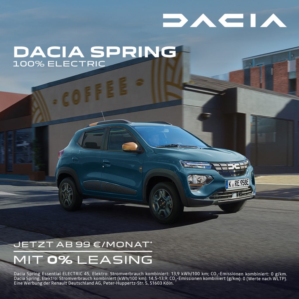 Dacia Spring 100% elektrisch mit monatlich 99,-€